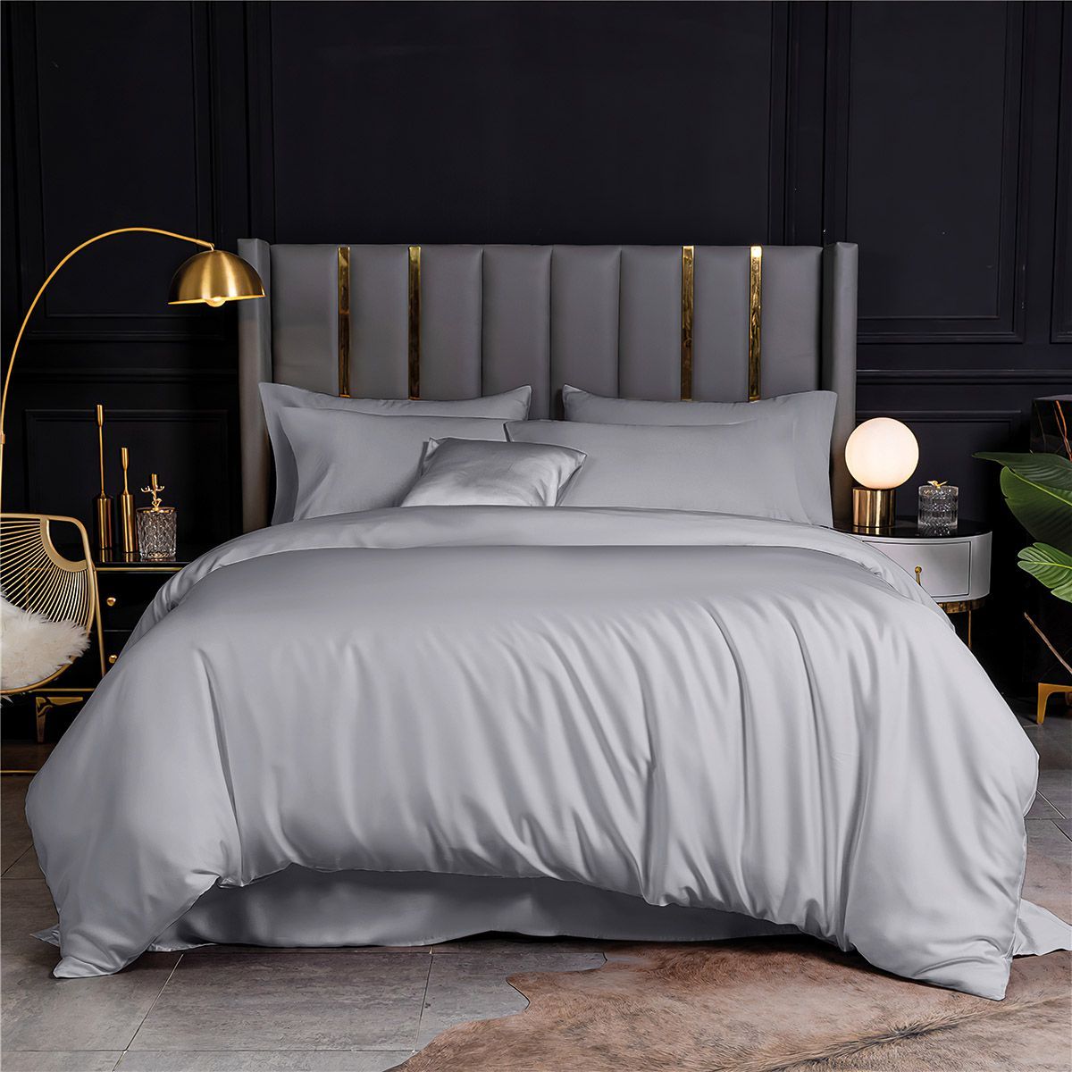 Φωτογραφία προϊόντος: Beauty Home Σετ σεντόνια υπέρδιπλα με λάστιχο Bamboo 300tc Art 12051 Silver Fantasy 170x200+35 Γκρι
