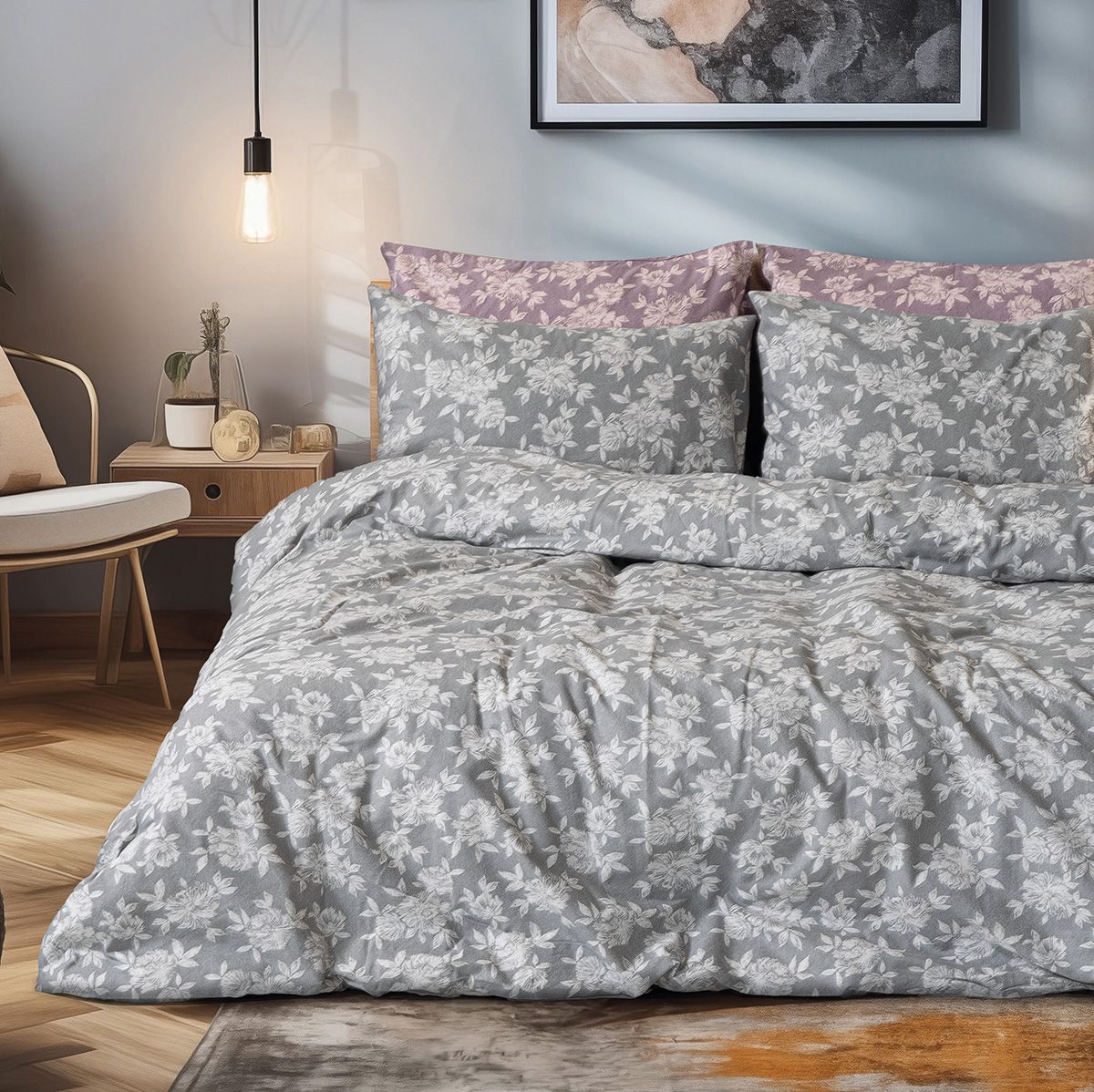 Φωτογραφία προϊόντος: Beauty Home Σετ σεντόνια φανελένια King Size Merlot Art 12634 270x260 Γκρι