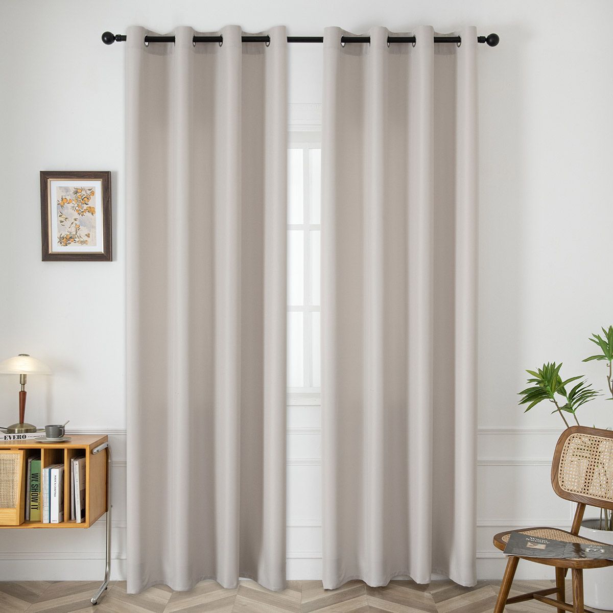 Φωτογραφία προϊόντος: Beauty Home Κουρτίνα μεσαίας σκίασης με 8 μεταλλικούς κρίκους Effect Art 8443 140x270 Εκρού