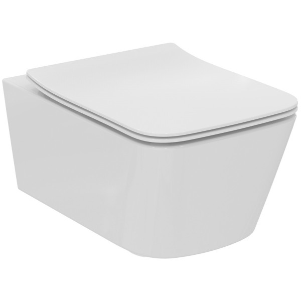 Φωτογραφία προϊόντος: IDEAL STANDARD BLEND CUBE AQUABLADE Λεκάνη κρεμαστή 54,5εκ.T368601 & καθίσμα Wrapover soft close,