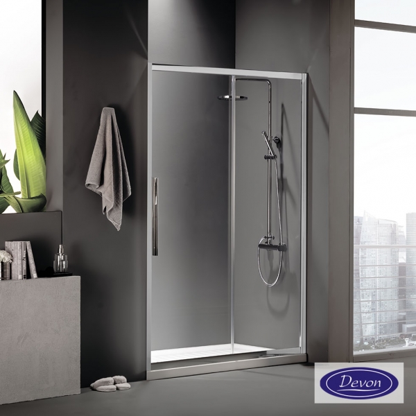 Φωτογραφία προϊόντος: DEVON FLOW SLIDER 130 (127-131εκ) CLEAN-GLASS CHROME SLFH 130C-100