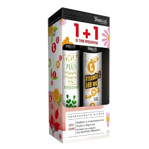 Φωτογραφία προϊόντος: Ino Plus Inoplus Gold Plus Vitamin C, Vitamin D3 & Zinc Lemon Lime & Vitamin C 500mg 40 Αναβράζοντα Δισκία