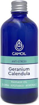 Φωτογραφία προϊόντος: Zarbis Camoil/Johnz ZOHNZ CAMOIL Geranium Calendula Anti Stress Massage Oil Ευεξία &amp; Χαλάρωση 100ml