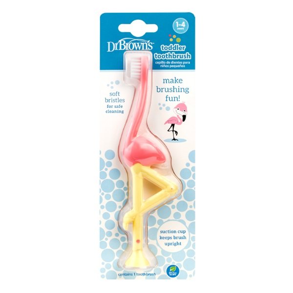 Φωτογραφία προϊόντος: Dr Browns Dr. Brown's Toddler Toothbrush with Soft Bristles Παιδική Οδοντόβουρτσα Ροζ Flamingo Μαλακή για 1-4 Ετών [HG.058] 1 Τεμάχιο