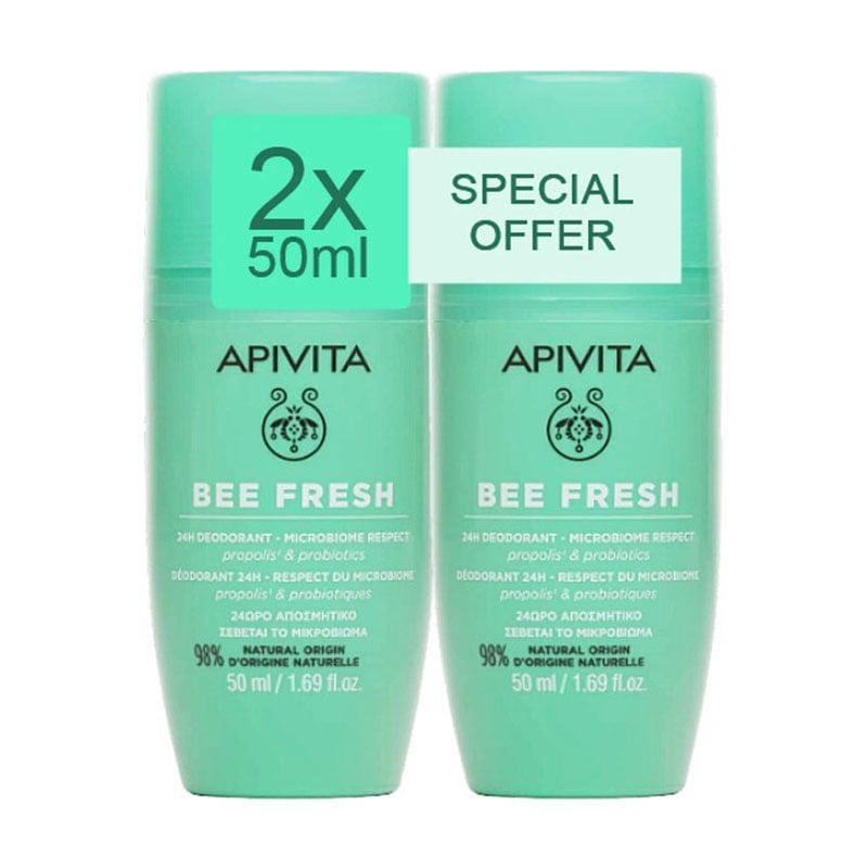 Φωτογραφία προϊόντος: Apivita Bee Fresh 24h Deodorant Roll-On Αποσμητικό 24ωρης Δράσης Promo 2 x 50 ml
