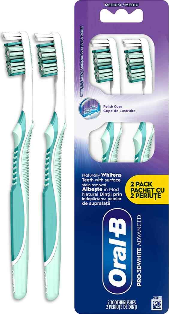 Φωτογραφία προϊόντος: Oral-B Pro 3D White Advanced Χειροκίνητη Οδοντόβουρτσα 2τμχ