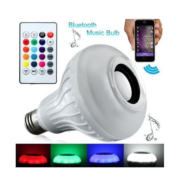 Φωτογραφία προϊόντος: Λάμπα LED με Ηχείο Bluetooth και Ασύρματο Χειριστήριο RGBW για Ντουί E27 12W 1000lm
