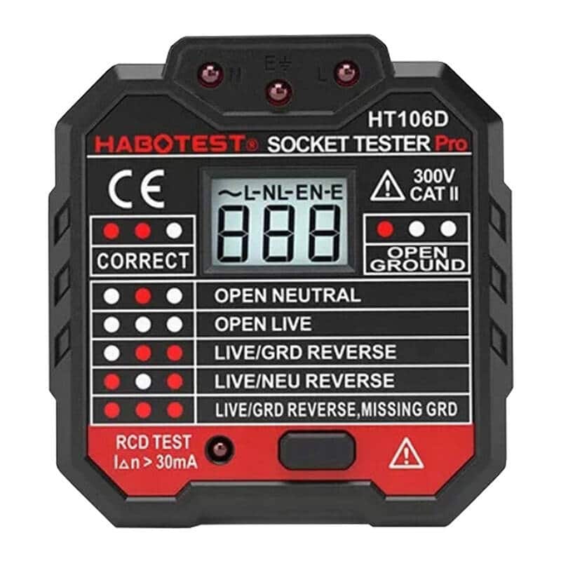 Φωτογραφία προϊόντος: Habotest Tester Πριζών με Ψηφιακή Οθόνη HT106D (Μαύρο)