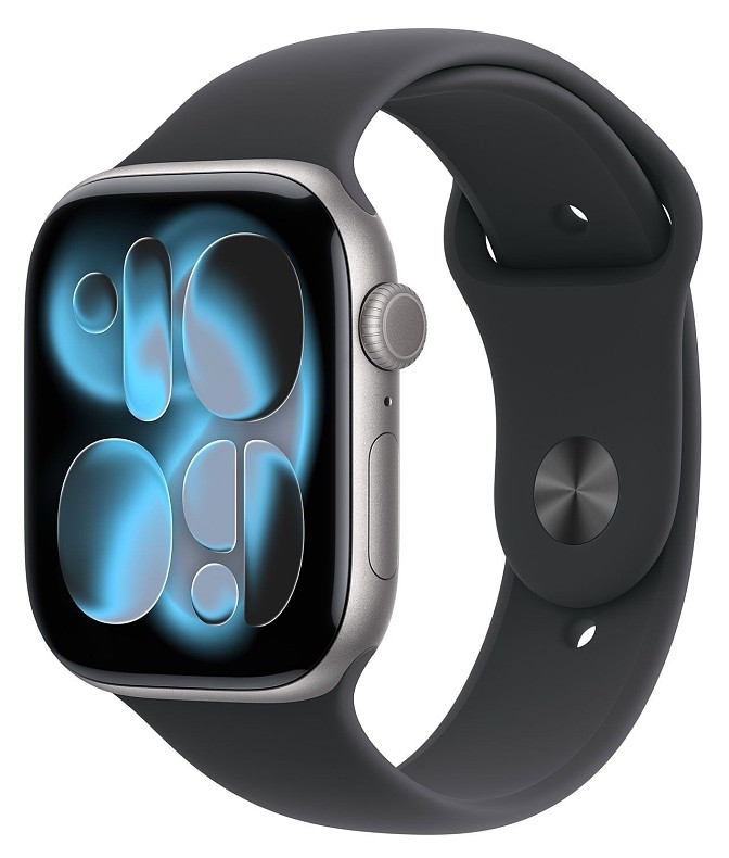 Φωτογραφία προϊόντος: Apple Watch Series 11 GPS 42mm Jet Black Aluminium Case with Black Sport Band - S/M