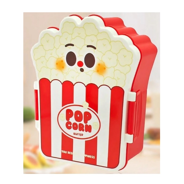 Φωτογραφία προϊόντος: Lunch box σε σχήμα POP CORN με διαχωριστικά, πιρούνι και κουτάλι για παιδιά