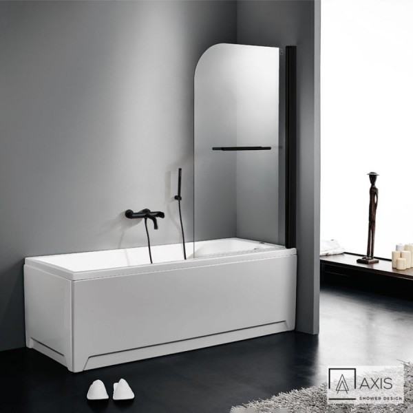 Φωτογραφία προϊόντος: Axis XG 850T-400 Clear Black Matt 85x140cm Μονόπτυχο Μπανιέρας Με Πετσετοκρεμάστρα