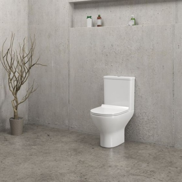 Φωτογραφία προϊόντος: Karag Amfipolis Round Rimless Tr 125 Επιδαπέδια Λεκάνη Με Καζανάκι & Soft Close Κάλυμμα