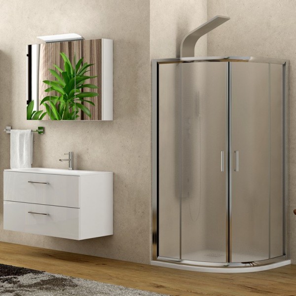Φωτογραφία προϊόντος: Karag New Flora 200 90x90x180cm Ημικυκλική Καμπίνα Ντουσιέρας Με Κρύσταλλο Αμμοβολή (Fabric)