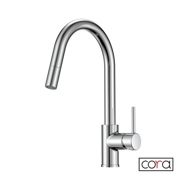 Φωτογραφία προϊόντος: Cora 63360-100 Μπαταρία Κουζίνας Χρωμέ με περιστρεφόμενο και αποσπώμενο ντους.