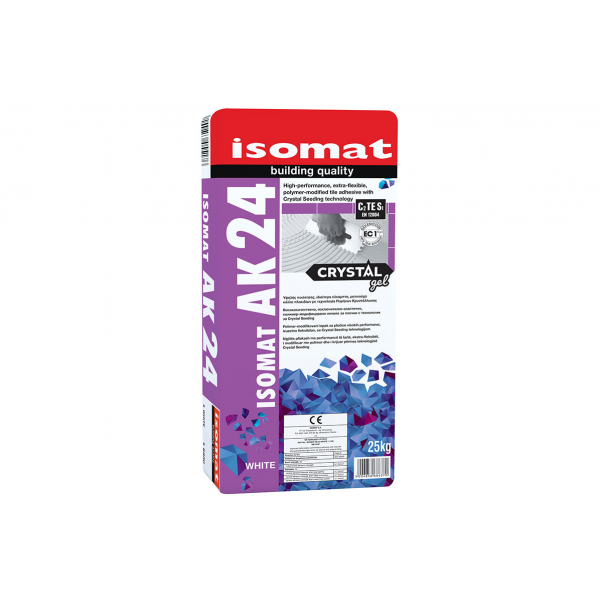 Φωτογραφία προϊόντος: Isomat AK 24 Υψηλής ποιότητας, ρητινούχα κόλλα πλακιδίων 25 kgr με τεχνολογία Crystal Gel.C2TES1 Λευκη