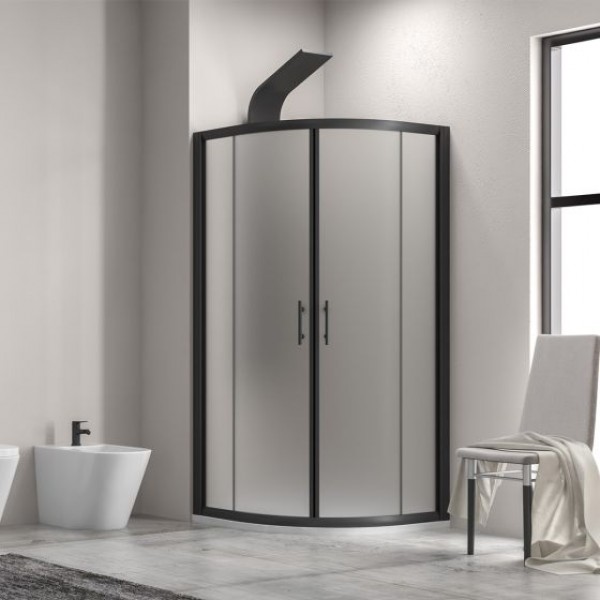 Φωτογραφία προϊόντος: Karag FLORA 200 Nero 80x80x190cm Ημικυκλική Γωνιακή Καμπίνα Ντουζιέρας Με SATINE Κρύσταλλο CLEAN GLASS