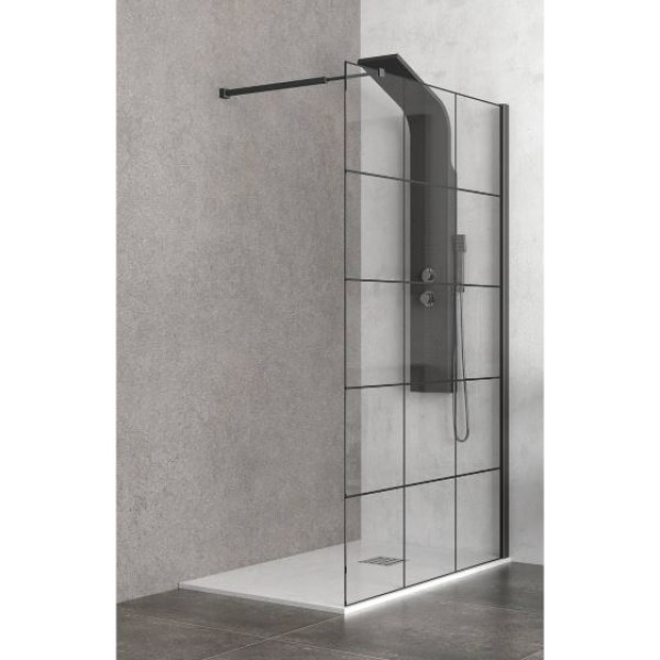 Φωτογραφία προϊόντος: Karag Nero Free 1 30x200cm 6mm Σταθερό Διαχωριστικό Ντουζιέρας Με Σεριγραφάτο Κρύσταλλο