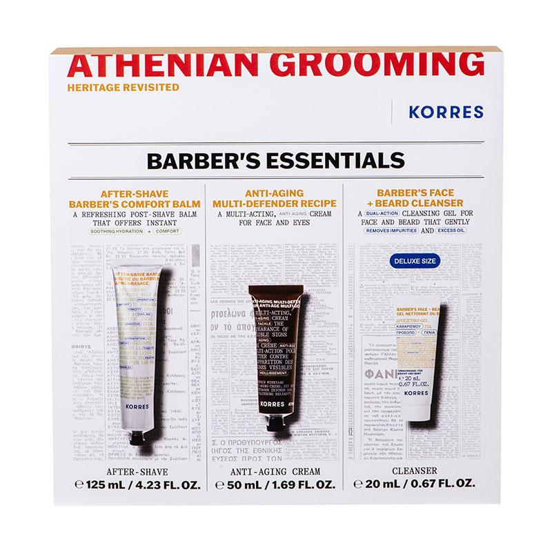 Φωτογραφία προϊόντος: Korres Promo Athenian Grooming Barber's Essentials After Shave Balm για Μετά το Ξύρισμα 125ml & Αντιγηραντική Κρέμα Προσώπου Ματιών 50ml & Gel Καθαρισμού για Πρόσωπο Γένια 20ml