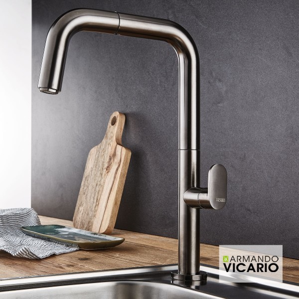 Φωτογραφία προϊόντος: Armando Vicario Tozo 400746-410 EVA Μπαταρία Κουζίνας Πάγκου με Ντουζ Black Brushed