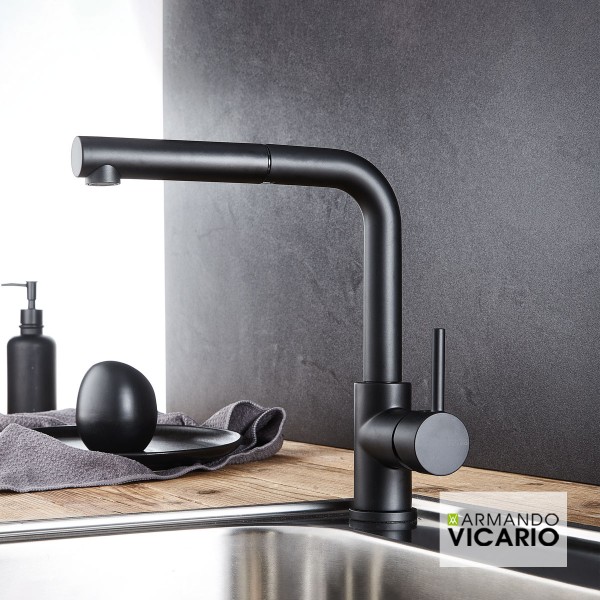 Φωτογραφία προϊόντος: ARMANDO VICARIO FLUO 18580-400 BLACK MAT ΜΠΑΤΑΡΙΑ ΚΟΥΖΙΝΑΣ ΜΕ ΣΥΡΟΜΕΝΟ ΝΤΟΥΣ