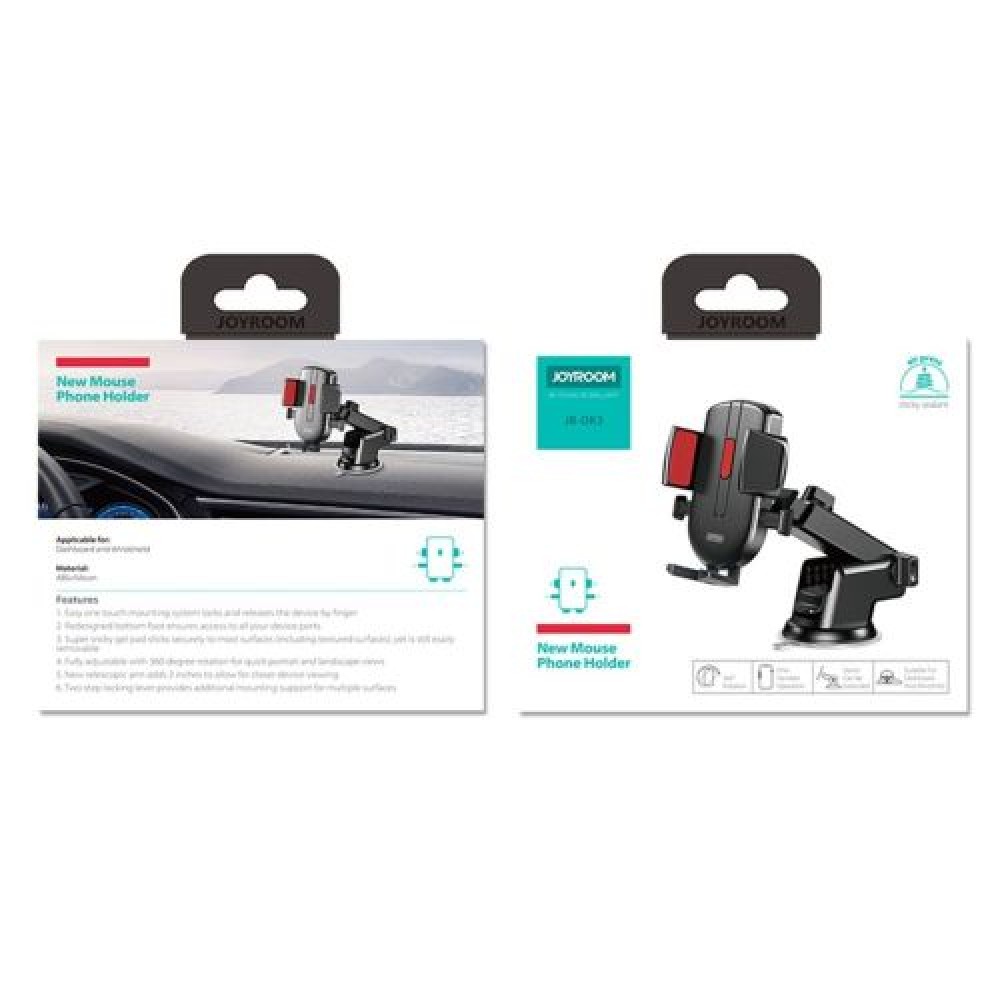 Φωτογραφία προϊόντος: Joyroom Car Mount Clamp Holder (Dashboard and Windshield Version) with Extendable Arm, 210 rotation, 4-6.7 inch, Black (JR-OK3)