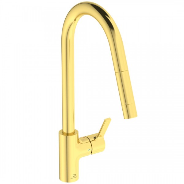 Φωτογραφία προϊόντος: Ideal Standard Gusto Μπαταρία κουζίνας πάγκου με αποσπώμενο ντουσάκι μιας λειτουργίας BD414A2 brushed gold