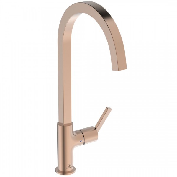 Φωτογραφία προϊόντος: Ideal Standard Gusto Μπαταρία κουζίνας πάγκου με ψηλό τετράγωνο περιστρεφόμενο ρουξούνι BD411J4 sunset rose