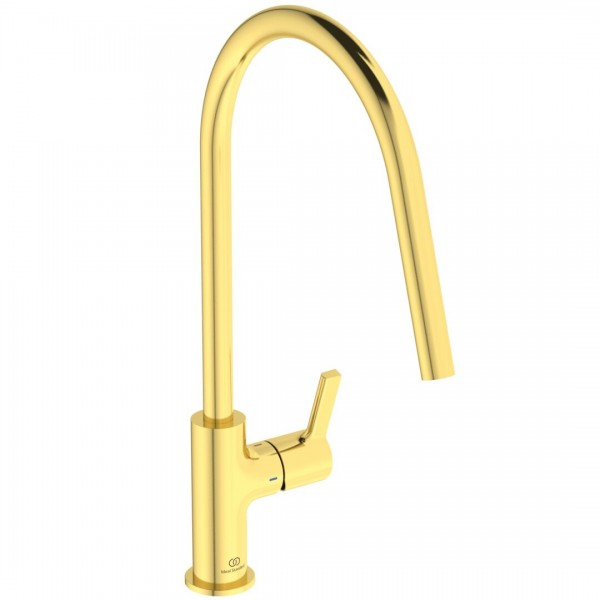 Φωτογραφία προϊόντος: Ideal Standard Gusto Μπαταρία κουζίνας πάγκου με ψηλό στρογγυλό περιστρεφόμενο ρουξούνι BD408A2 brushed gold