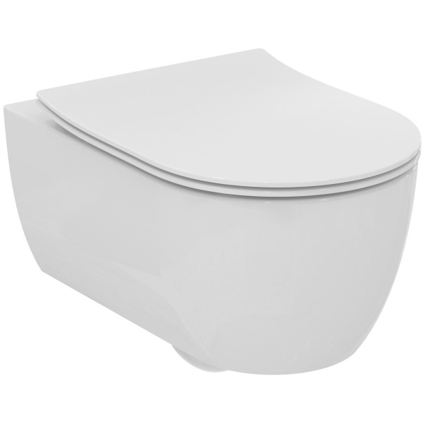 Φωτογραφία προϊόντος: IDEAL STANDARD BLEND CURVE AQUABLADE Λεκάνη κρεμαστή 54,5εκ. Silk White T3749V1 με Κάλυμμα slim soft closing T5208V1