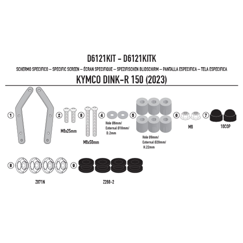Φωτογραφία προϊόντος: ΚΙΤ ΠΡΟΣΑΡΜΟΓΗΣ ΖΕΛΑΤΙΝΑΣ D6121KITK ΓΙΑ KYMCO DINK R 125/150 TUNNEL '23-'24 / DINK 125/150 FLAT '23-'24 | KAPPA