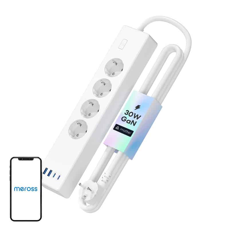 Φωτογραφία προϊόντος: Meross MSP844(EU) smart fast charging power strip, 4 outlets + 2x USB-A + 2x USB-C (Matter)