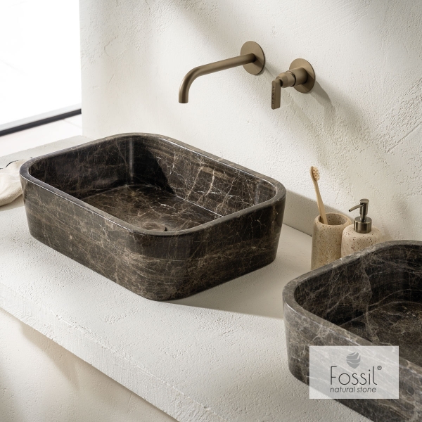 Φωτογραφία προϊόντος: Fossil Natural Stone Fossil Gaia 60 emperador Dark Νιπτήρας Μαρμάρινος 60x38cm DS60-523