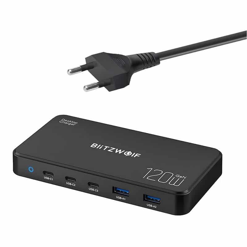 Φωτογραφία προϊόντος: Blitzwolf Φορτιστής BW-i100 GaN 5σε1 120W (Μαύρο)