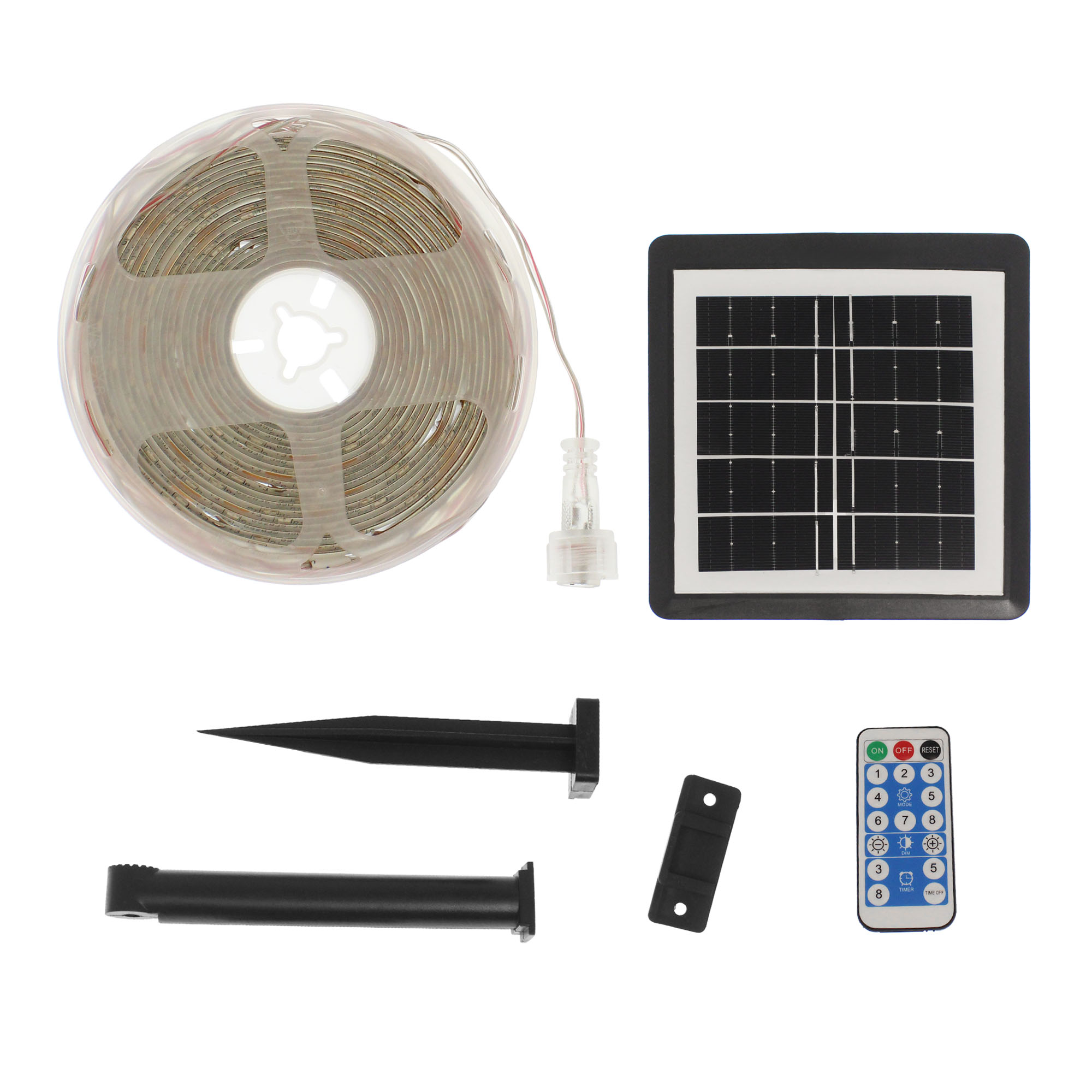 Φωτογραφία προϊόντος: LED ταινία strip 5m 195 SMD 2835 RGB IP65 με ηλιακό πάνελ και τηλεχειριστήριο OEM
