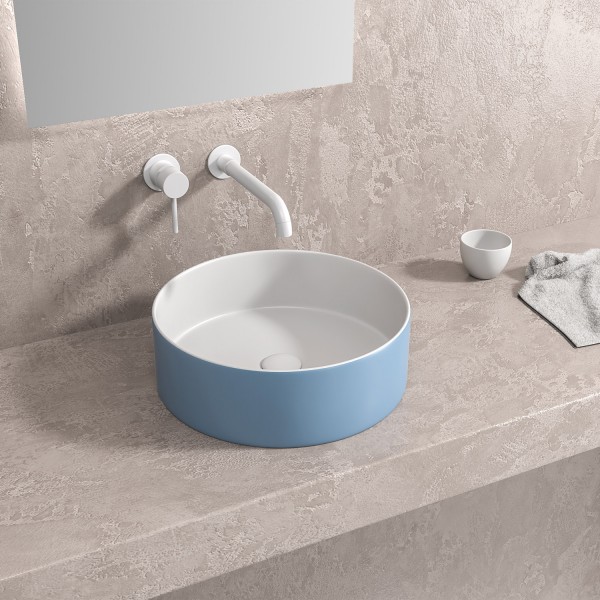 Φωτογραφία προϊόντος: KARAG LT M3134-BLW Νιπτήρας επικαθήμενος White-Azzuro Matt Ø35,5x12cm