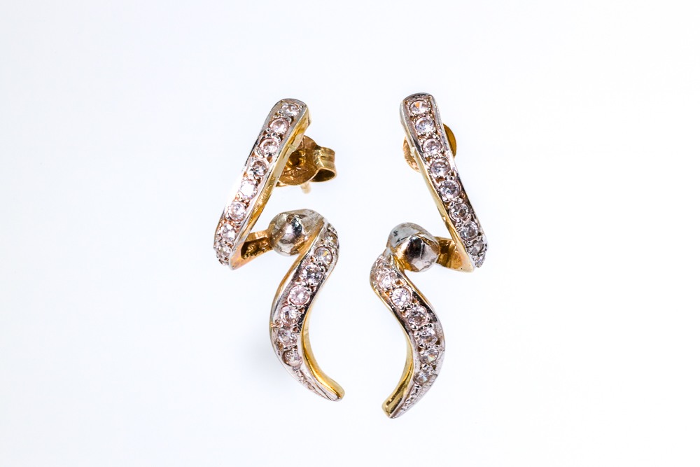 Φωτογραφία προϊόντος: Σκουλαρίκια χρυσά 14Κ, χειροποίητα με zircon