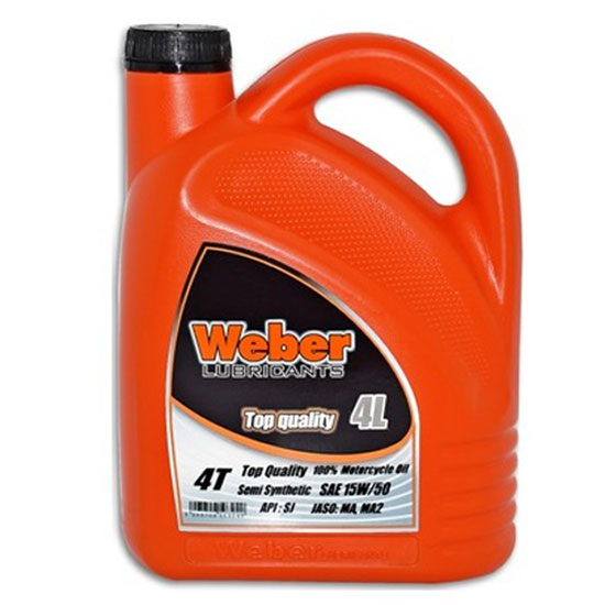 Φωτογραφία προϊόντος: Λάδι κινητήρα μοτοσυκλέτας Ημισυνθετικό Weber 4T 15w-50 MA2 4lt WEBER WEB15W50SJ4L