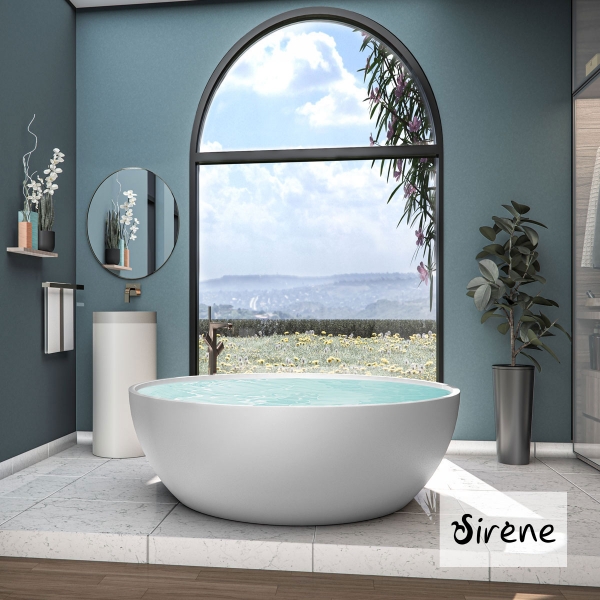 Φωτογραφία προϊόντος: Sirene Cusco Round Solid Surface Μπανιέρα Ελεύθερης Τοποθέτησης White Matt CUSR153-301