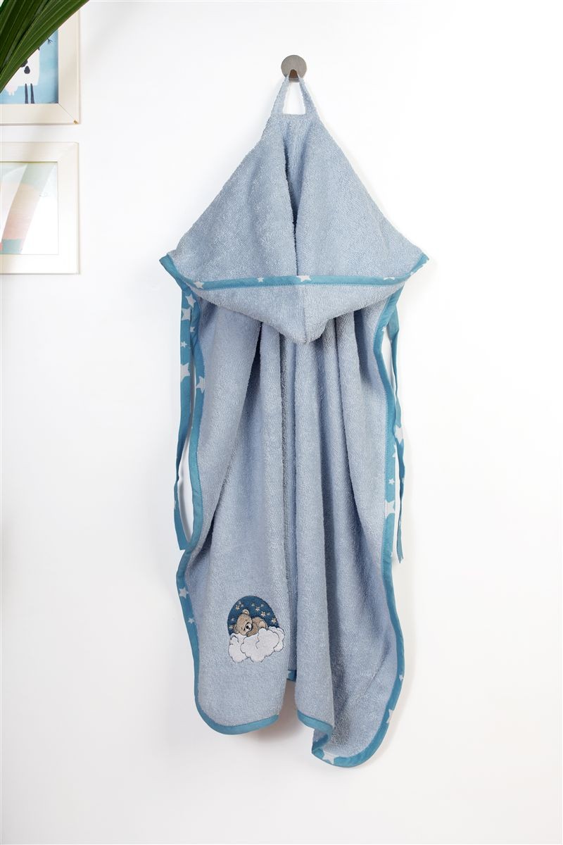 Φωτογραφία προϊόντος: Dimcol Κάπα Με Κέντημα bebe Cloudy Bear 175 75x85 Sky Blue 100% Cotton