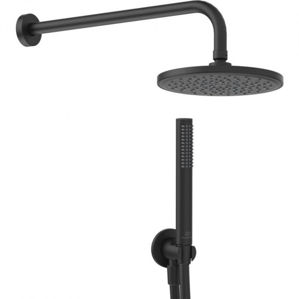 Φωτογραφία προϊόντος: Ideal Standard Ideal Rain BD389XG πληρες κιτ κεφαλη ,βραχιονα,λαβη ντους,σπυραλ και παροχη Silk Black