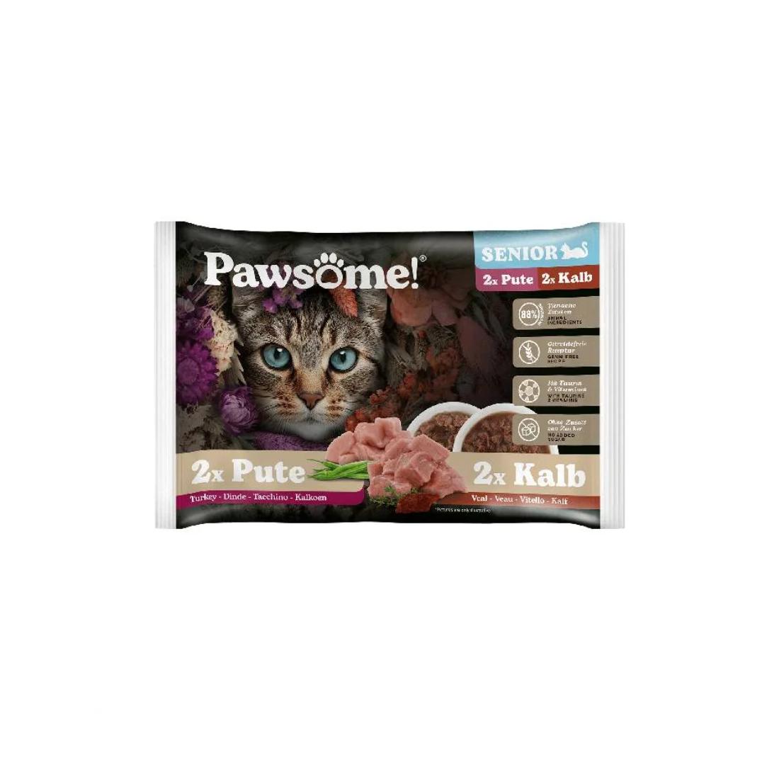 Φωτογραφία προϊόντος: Pawsome Senior Γαλοπούλα - Μοσχαράκι FlowPack (2+2 Τεμ)