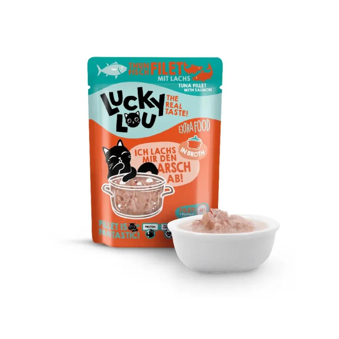 Φωτογραφία προϊόντος: Lucky Lou ExtraFood Φιλέτο Τόνου & Σολομός (Σε Ζωμό) Φακελάκι 70gr