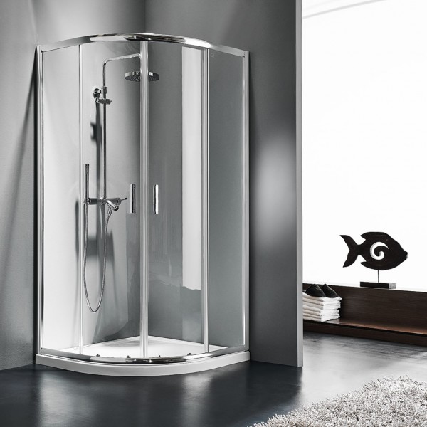 Φωτογραφία προϊόντος: Starlet Quadrant QS 80 Clear Ημικυκλική Καμπίνα Ντουζιέρας Με 2 Σταθερά & 2 Συρόμενα Φύλλα