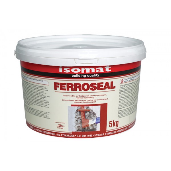 Φωτογραφία προϊόντος: Isomat FERROSEAL 5 kg Τσιμεντοειδής Αντιδιαβρωτική Επάλειψη Οπλισμού – Γέφυρα Πρόσφυσης