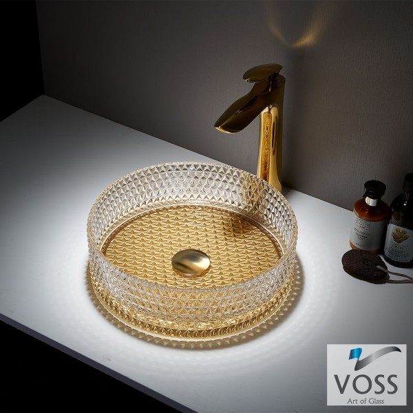 Φωτογραφία προϊόντος: Voss Νιπτήρας Γυάλινος RING-D Φ40 GLass Gold 522-VB1040-200