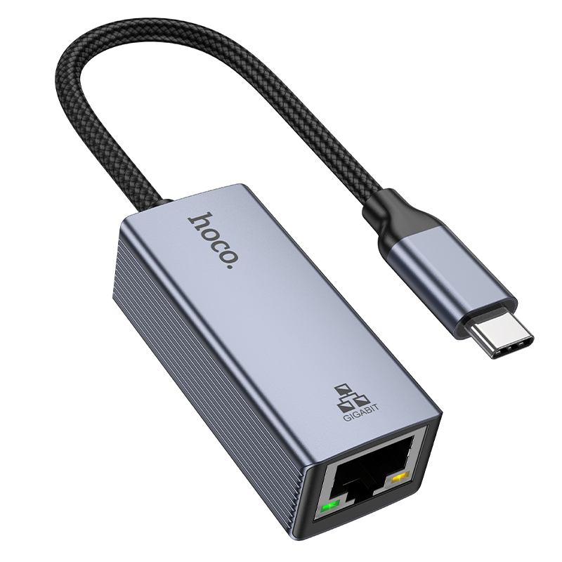Φωτογραφία προϊόντος: 2ADD149A-D3CC-EF11-9A7B-C174DFB988E4 Αντάπτορας Hoco UA37 USB-C σε RJ45 OTG 10/100/1000Mbps 12cm Γκρι