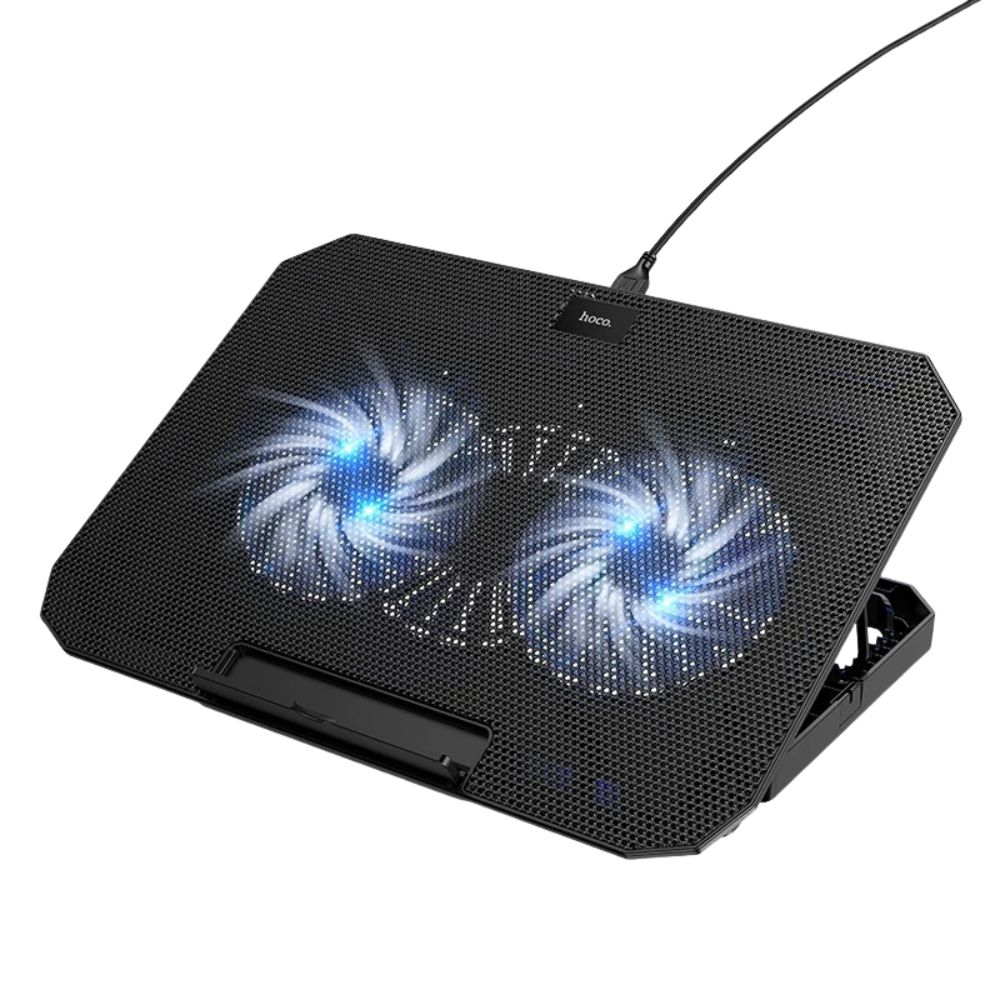 Φωτογραφία προϊόντος: Laptop Cooler Hoco GA4 Jade Μαύρο με 2 Ανεμιστηράκια 7 Επιπέδων Έντασης και Φωτισμό για Φορητούς Υπο