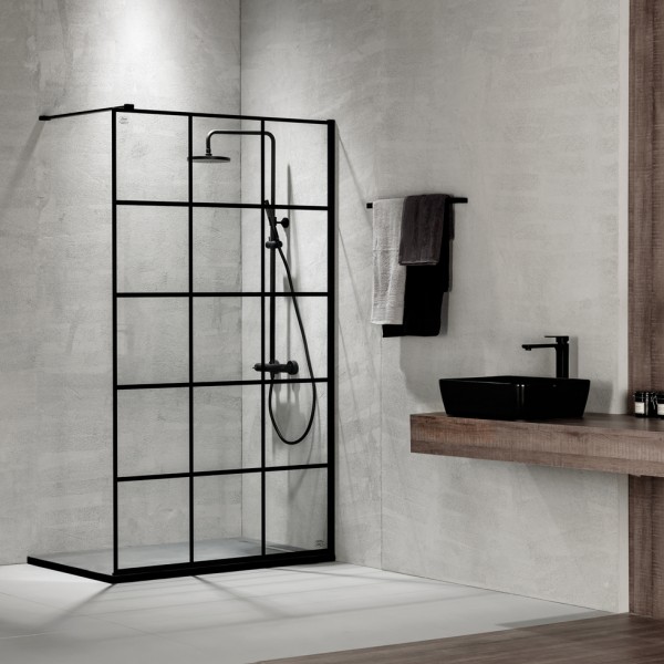 Φωτογραφία προϊόντος: Devon Iwis Walk-In 80 Decor Black Matt IW80DC-400 77-79x200cm Διαχωριστικό Ντουζιέρας