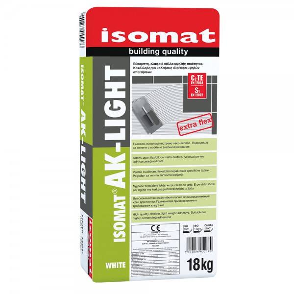 Φωτογραφία προϊόντος: ISOMAT AK-LIGHT Ελαφριά, εύκαμπτη κόλλα πλακιδίων 18 kgr