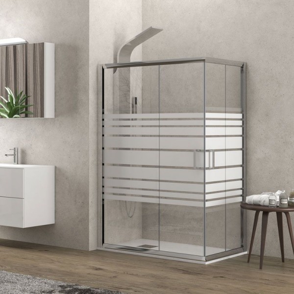 Φωτογραφία προϊόντος: Karag New Flora 100 100x100x180cm Τετράγωνη Καμπίνα Ντουσιέρας Γωνιακής Εισόδου Με Σεριγραφάτο Κρύσταλλο (Serigrafato)